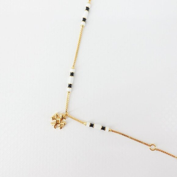 Tory Burch Kira Enamel Bar Bracelet Gold / Black / New Ivory OS - Picture 2 of 14